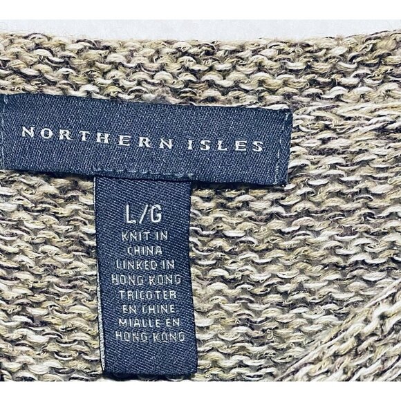 Northern Isles Sweater Womens Large Pullover Green Gray Scoop Neck Pullover - Picture 4 of 7